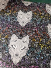 Tula Pink Quilting Cotton Fabric Graywork Wolf Of Pink Street In Carbon