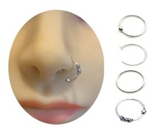925 Sterling Silver Thin Nose Ring Hoop Smalll 6mm  8mm