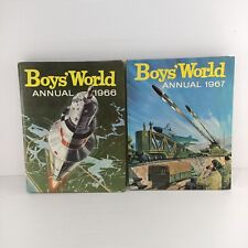 Boy's World Annuals x2 1966 & 1967 Hardback Aviation Space Football Military