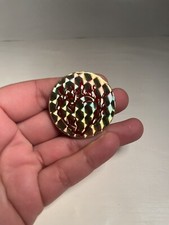 Vntg POG 1990s Heart Flames Foil Shiny Squares Gold Red Cap Milk Bottle Top HTF