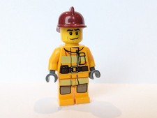 Lego City : Cty0286 Fireman Light Orange Fire Suit Dark Red Helmet Set 4208