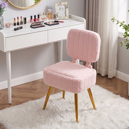Teddy fleece vanity stool - fleece,