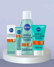 NIVEA Derma Skin Clear Bundle – Exfoliator, Scrub & Toner Set