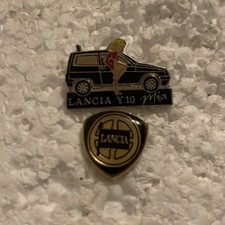 Job lot of 2 Lancia Y10 Mia car  sexy lady advertising & emblem metal lapel pins