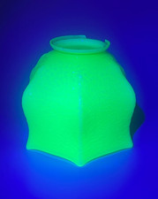 1890s Art Nouveau Victorian Vaseline Glass Veins Lamp Shade Globe Bell Trumpet