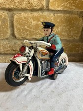 Rare Masudaya Modern Toys Japan Tinplate Litho Highway Patrol Police Motorcycle