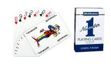 WADDINGTONS NUMBER 1 LINEN FINISH QUALITY PLAYING CARDS IN RED COLOUR UK SELLER