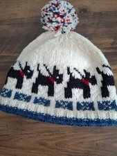 Wool Knit Scottie Dog Hat Pull