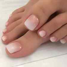 False Press-on TOE nails French Ombre Gloss 24pcs + Nail Tabs BN645