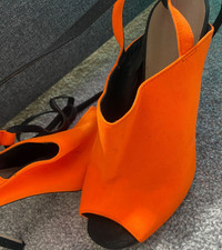 Asos orange black strappy peep - strappy,