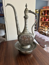 Antique Engraved Islamic Middle Eastern Persian Copper Ewer - c19th Century