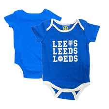 Leeds United Babygrow (Size 9-12m) Football White/Blue Sleepsuit - New
