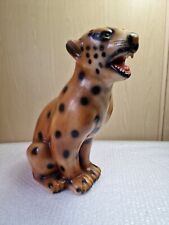 1960's Large Art Deco Vintage Ceramic Jaguar - Leopard - Cheetah Statue 15"