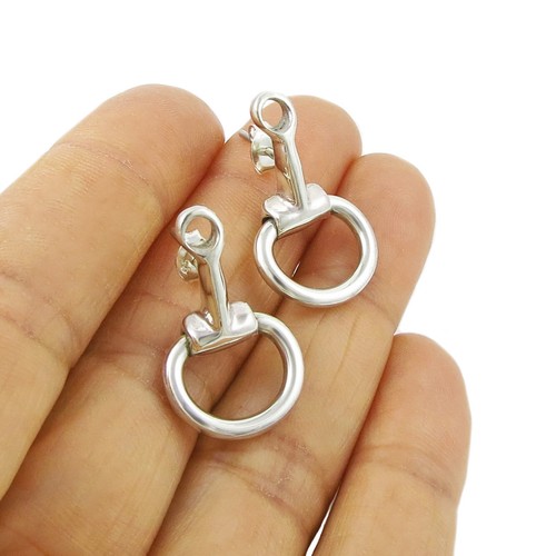 Silver horse snaffle earrings - silver,