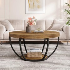 Round Wooden Coffee Table with