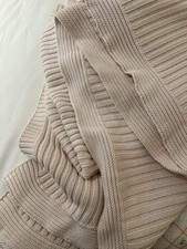 The White Company Chunky Ribbed Throw Bedspread Double 100% Cotton Dusky Pink