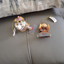 Disney Traditions By Jim Shore Mrs Potts Chip cogsworth Hanging Ornaments tags