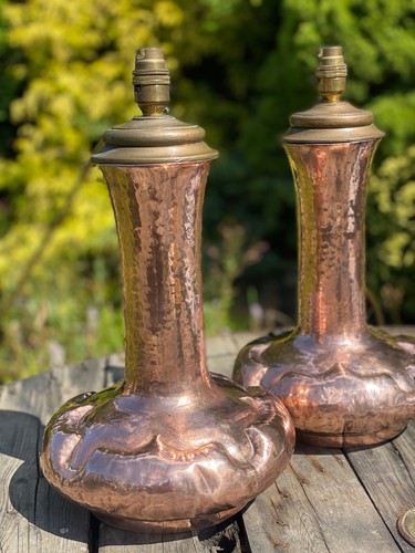 Antique planished copper art - antique,