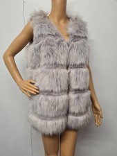 Vera & Lucy Faux Fur Ladies Gilet Size M Grey 