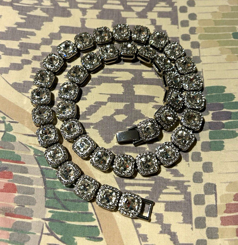 Silver tennis necklace - silver,
