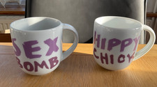 2 x JAMIE OLIVER WORCESTER CHEEKY  MUGS  Sex Bomb /Hippie Chick  Exc cond