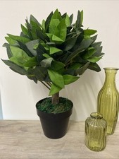 Artificial topiary ball bay laurel tree pot dwarf  real wood trunk