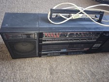 Vintage Sharp WF-372E (BK)  Boombox Dual Cassette Radio Aux Phone Working Tested