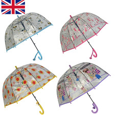 Kids Clear Dome Umbrella Unisex Children School Designs Unicorn Dog Sun