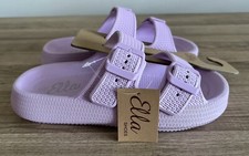 Ella Shoes Air Lilac Double Buckle Strap Cushioned Slides Size 5 (New)