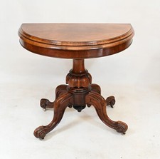 Victorian Walnut Card Table Demi Lune 1860 Games