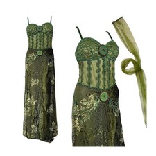 Y2K Green Silk Mesh Evening