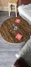 Lovely Rustic Industrial Wooden Cable Reel Drum Round Coffee Table 