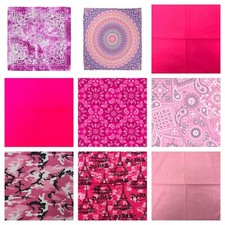 Pink Assorted Polka Dot Plain Hearts Floral Checkers Patterned Bandana Headband 