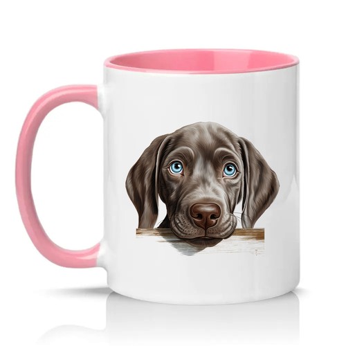 Weimaraner puppy peeking - weimaraner,