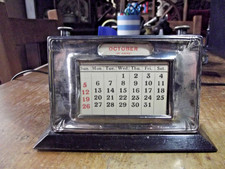Vintage Perpetual Desk Calendar Electro Plate & Wood