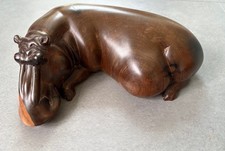 Wood wooden lying hippo - lying, teak