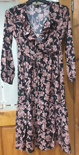 QED London floral ruffle wrap midi dress UK8 10 12 14 16 RRP £35