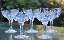 5 x Antique Vintage Heavy Crystal Champagne Coupes Saucers Lens Pineapple Cut