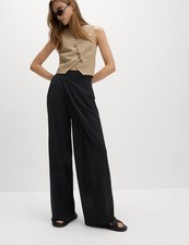 Marks & Spencer Womens Black Wide leg Women Trousers - M&S