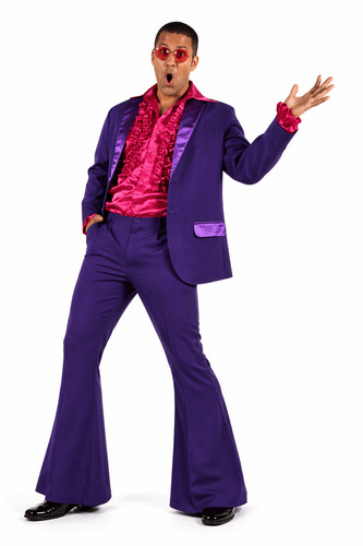 Mens 1970s disco suit - mens, purple