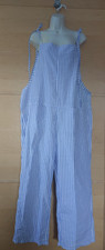 Blue and white striped lightweight summer dungarees XXL/UK18 BNWOT