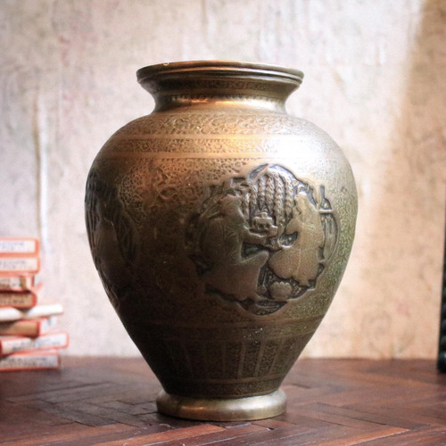 Antique indian brass vase - indian, with