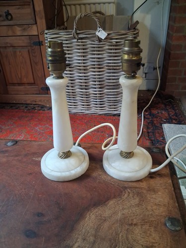 Pair marble and brass - marble, lamps