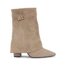 LADIES WOMEJS ANKEL FOLD OVER BUCKLE FASHION ZIP POINTED BLOCK HEEL BOOTS SIZE 3