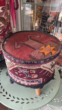 Ottoman Style Kilim Rug Vintage Tribal Stool - 35cm x 35cm