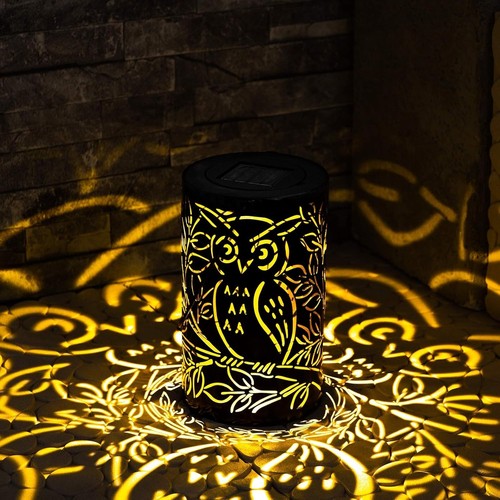 Solar metal owl - solar,