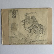 Antique 1914 signed pencil - 1914,