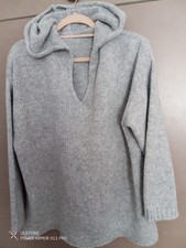Sloppy Joe Baggy Style Grey Hooded Knitted Jumper 52" Chest XXL New