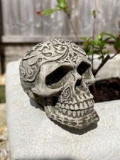 Fiery Skull Mini Stone Statue