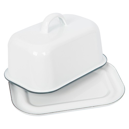 White enamel butter - white, dish